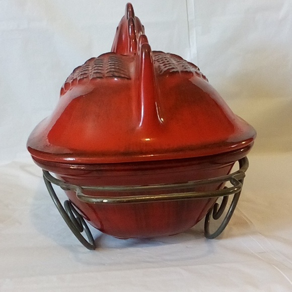 Rooster bakeware Italian pottery Tabularasa 4 quart on metal rack EUC - Picture 11 of 11